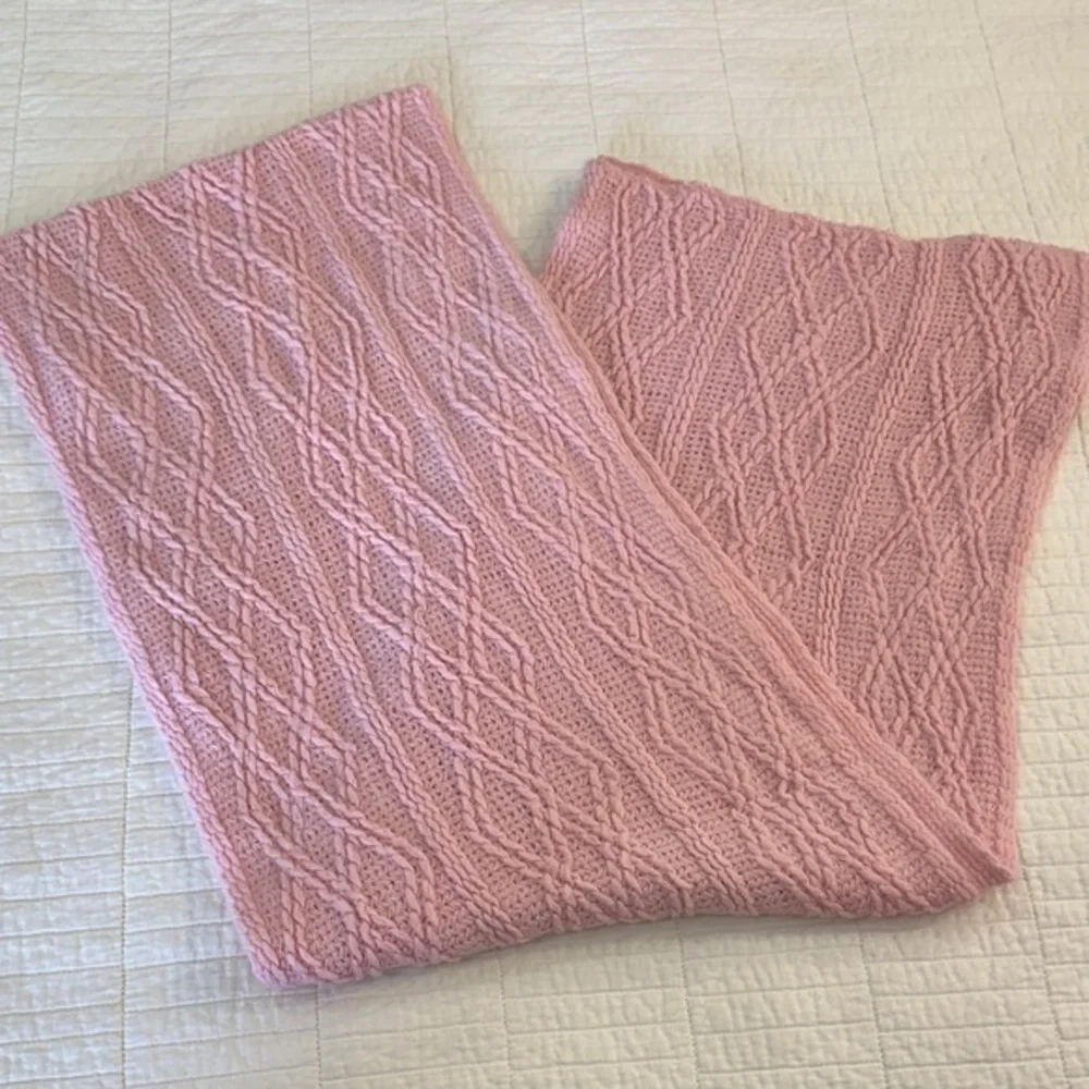 Balletcore Crochet Pink Cable Knit Scarf EUC Cottagecore soft girl - Picture 2 of 6